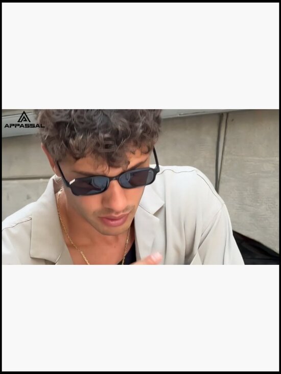 Retro Skinny Rectangle Sunglasses with Thin Plastic Frame main image 4